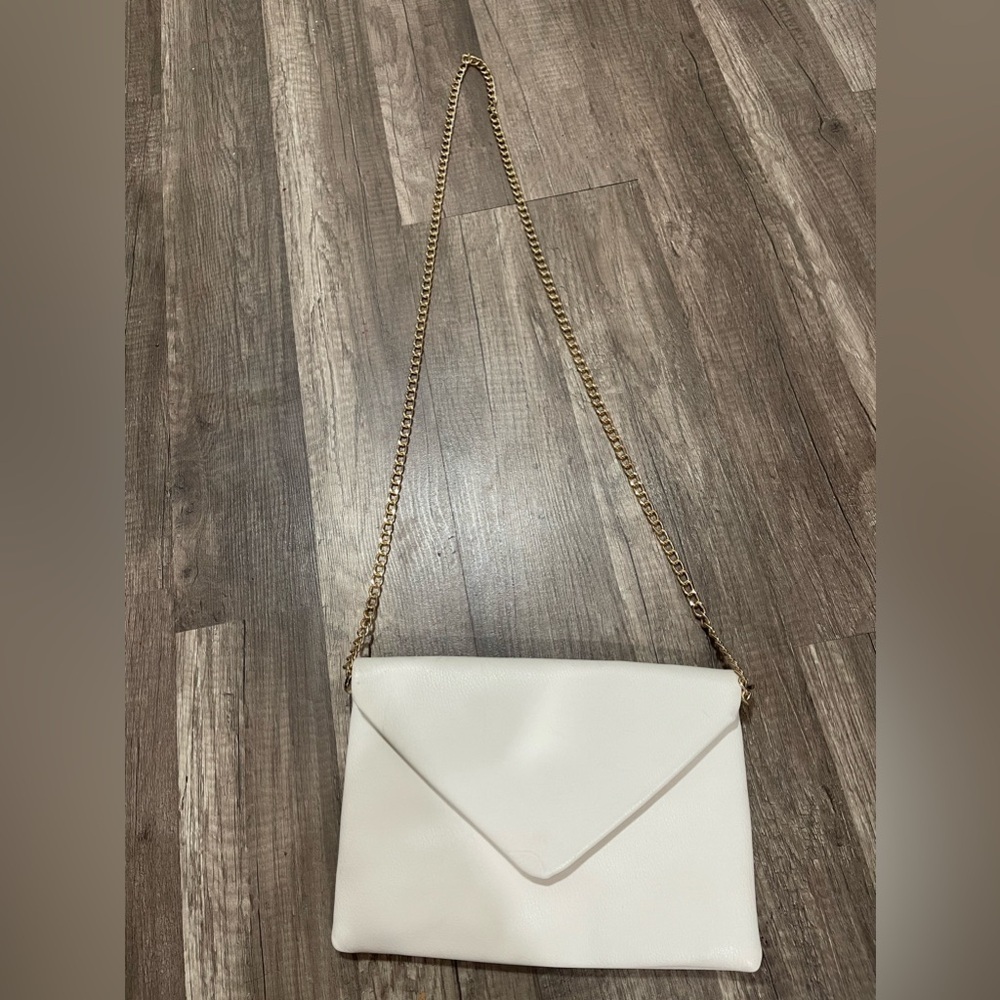 Target A New Day White envelopes clutch crossbodydy bag chain strap gold wedding